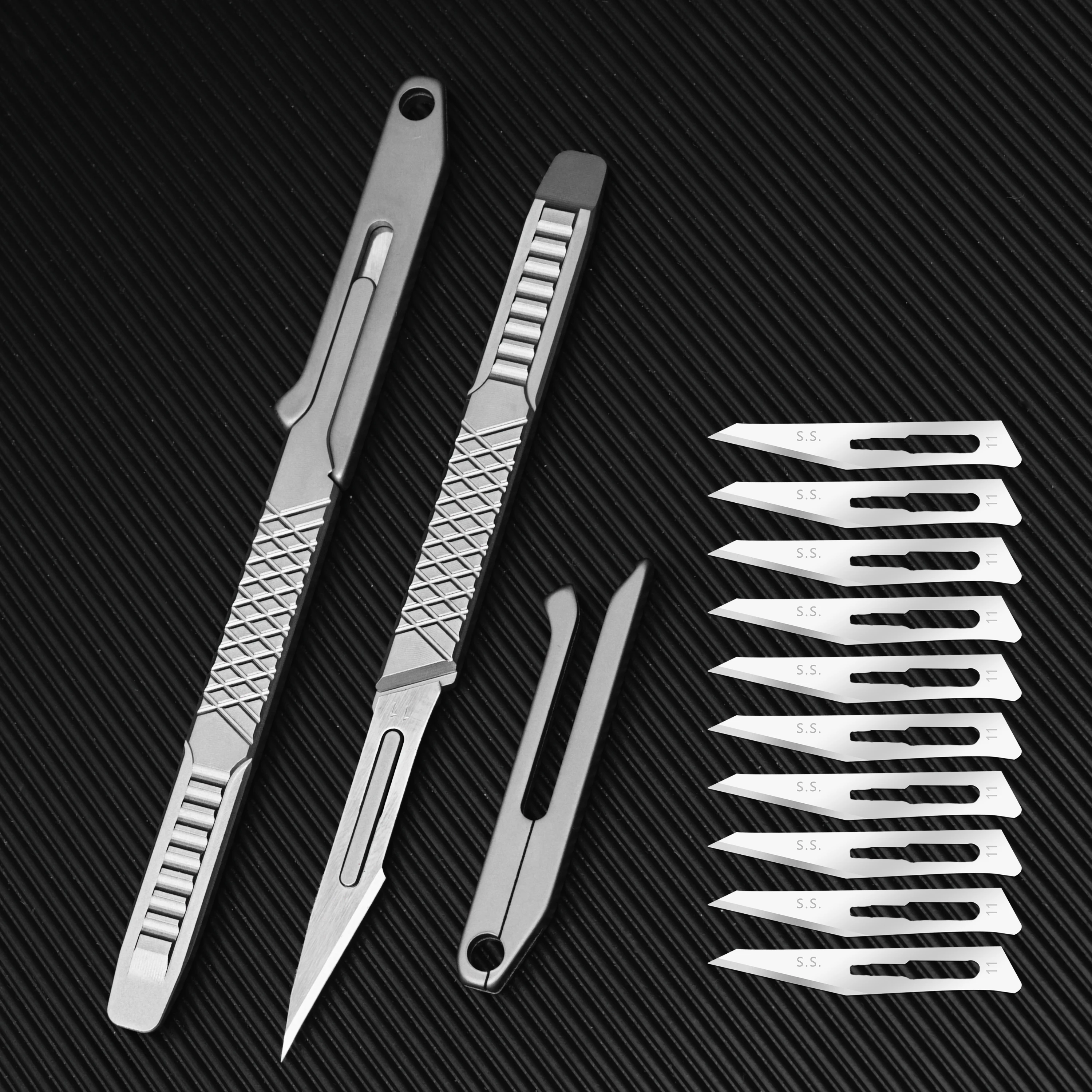 Scalpel Titanium Alloy Surgical Blade Carving Knife No.11 Multifunctional Express Out Of The Box Tool Give 10pcs Blades non-slip