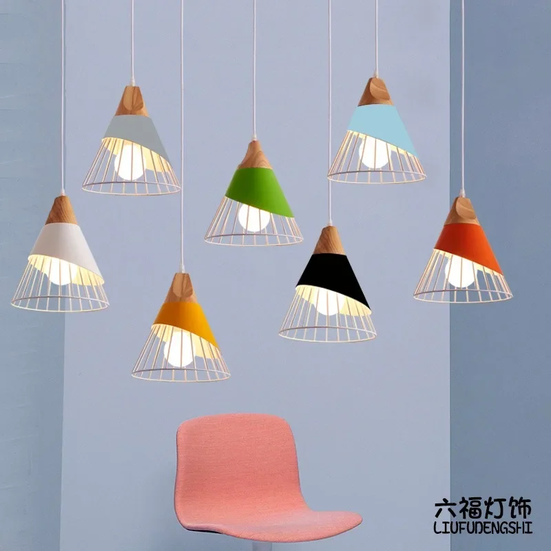 

Nordic Modern Simple Restaurant Chandelier Creative Personality Color Design Sense Wrought Iron Small Lighting