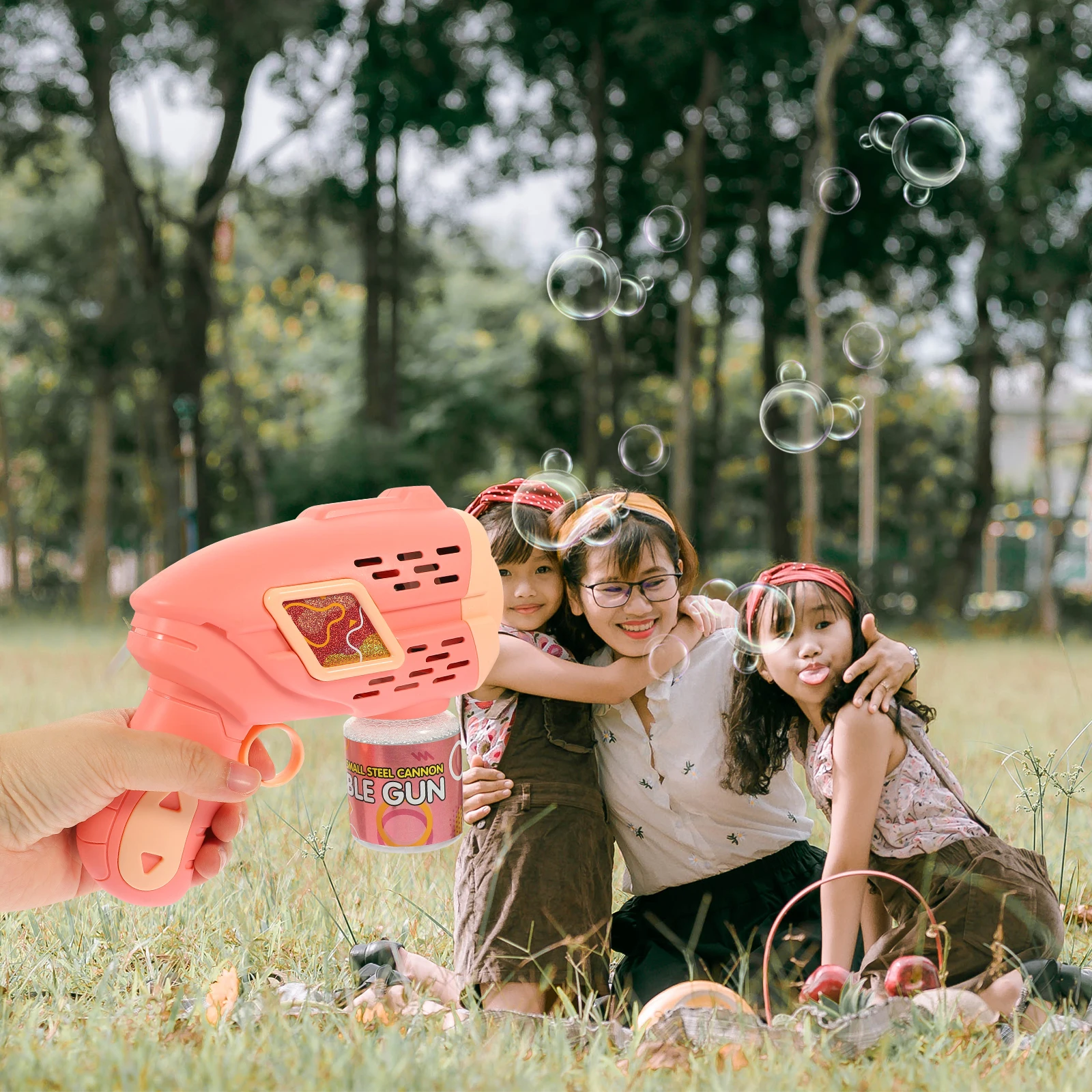 

Bubble Machine Automatic Gatling H held Kids Toy Pink Plastic Electric Blower Bath Party Children Outdoor Indoor Play Summer Fun