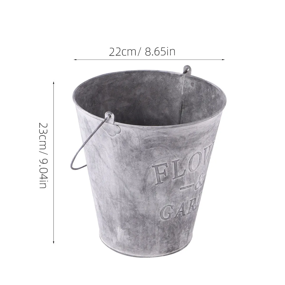 Metal Flower Bucket Planter Wrought Iron Rustic Pail for Lawn Porch Backyard Hanging Wall Mounted Planter Dried Flower Display