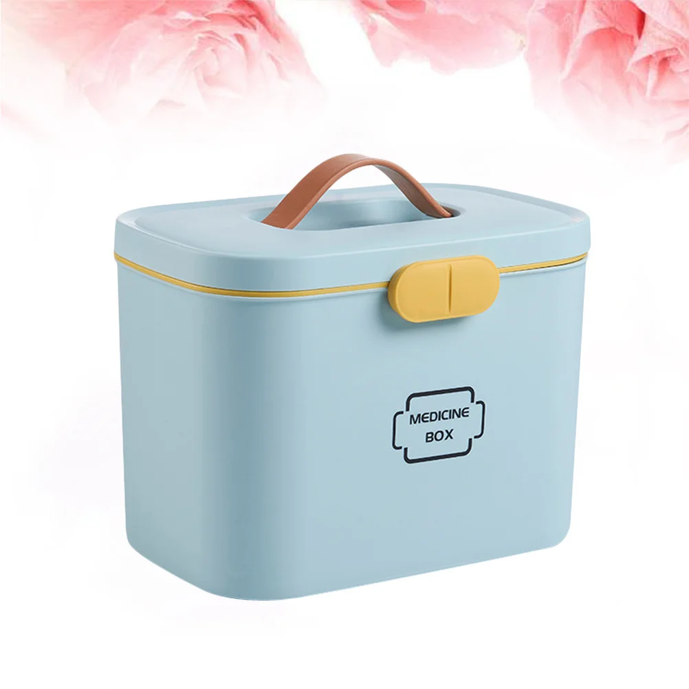 Scatola di pronto soccorso Organizzatore per la conservazione dei medicinali Scomparto con maniglia portatile blu Kit di emergenza Primo soccorso per uso interno ed esterno