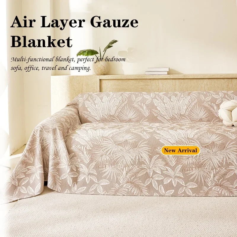 Three Layer Yarn Reversible Jacquard Sofa Cover One Piece Universal Sofa Slipcover All Season Sofa Throw Blanket