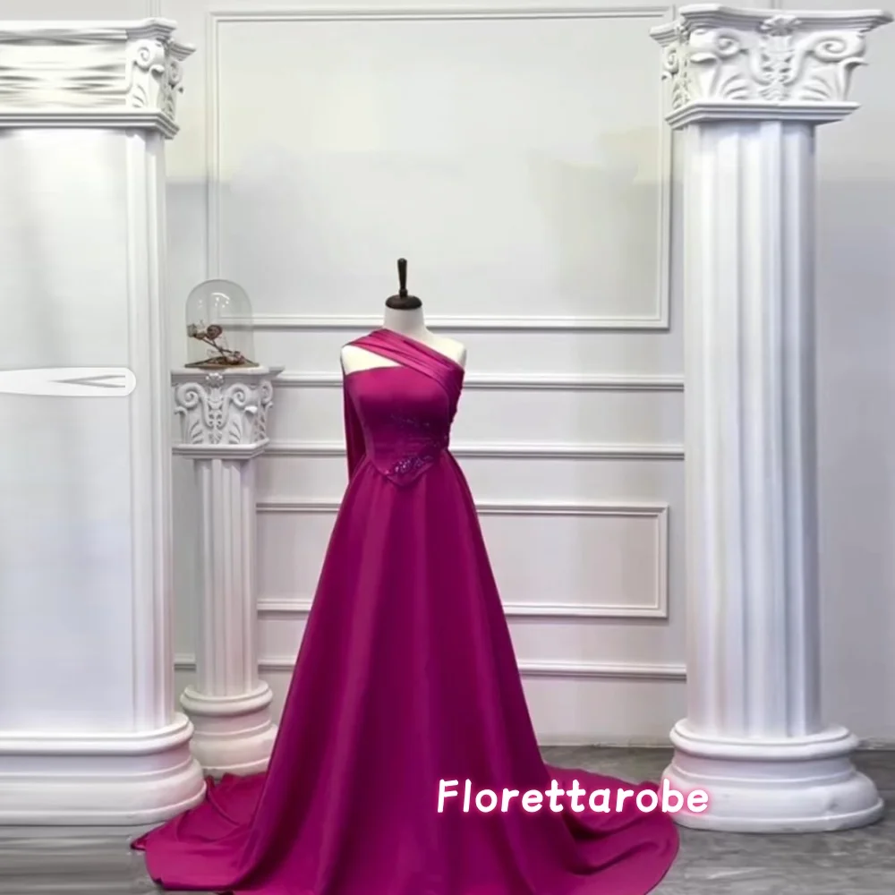 

Customized Exquisite Simple Jersey Sequined Evening Dress Pleat A-line One-shoulder Long Prom Dresses Bespoke Occasion Formal
