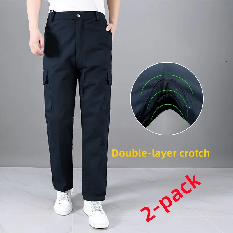 남성용 작업복 면바지 루즈핏 롱 팬츠 내마모성 캐주얼 용접 보호 바지 스트레이트 레그 작업복