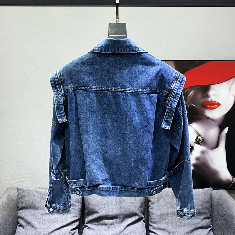 PFHQ Loose Niche Design Shoulder Pad Men\'s Trendy Casual Denim Coat High Quality Street Elegant 2023 Spring Stylish Jackets New