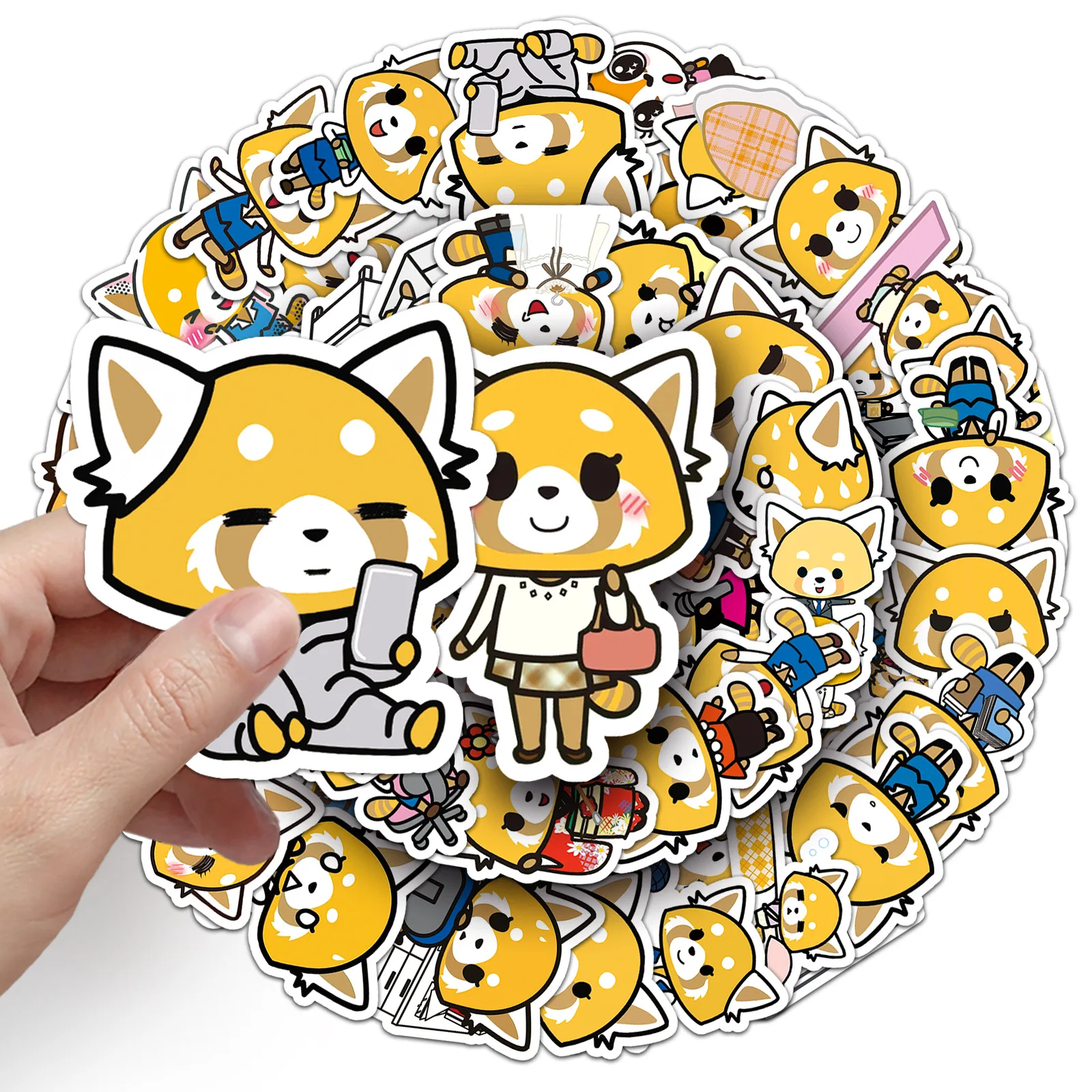 

10/30/50PCS Sanrio Aggretsuko Stickers Cute Creative Decoration Graffiti Stickers for Water Cup Scooter Phone Case Suitcase