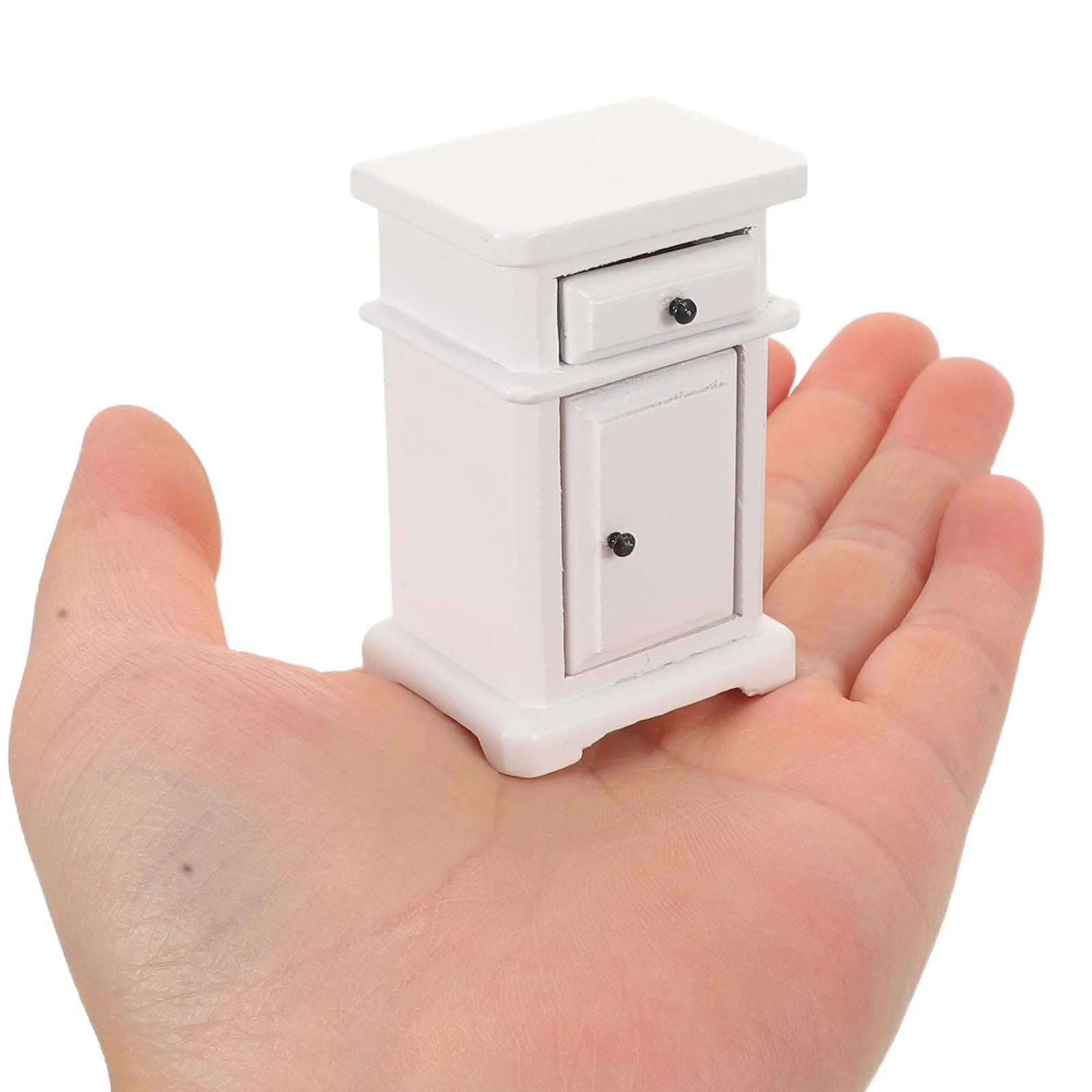 

Wooden Miniature Nightstand 1:12 Scale Bedside Table for Dollhouse Decor Creative Play Vintage Style Furniture