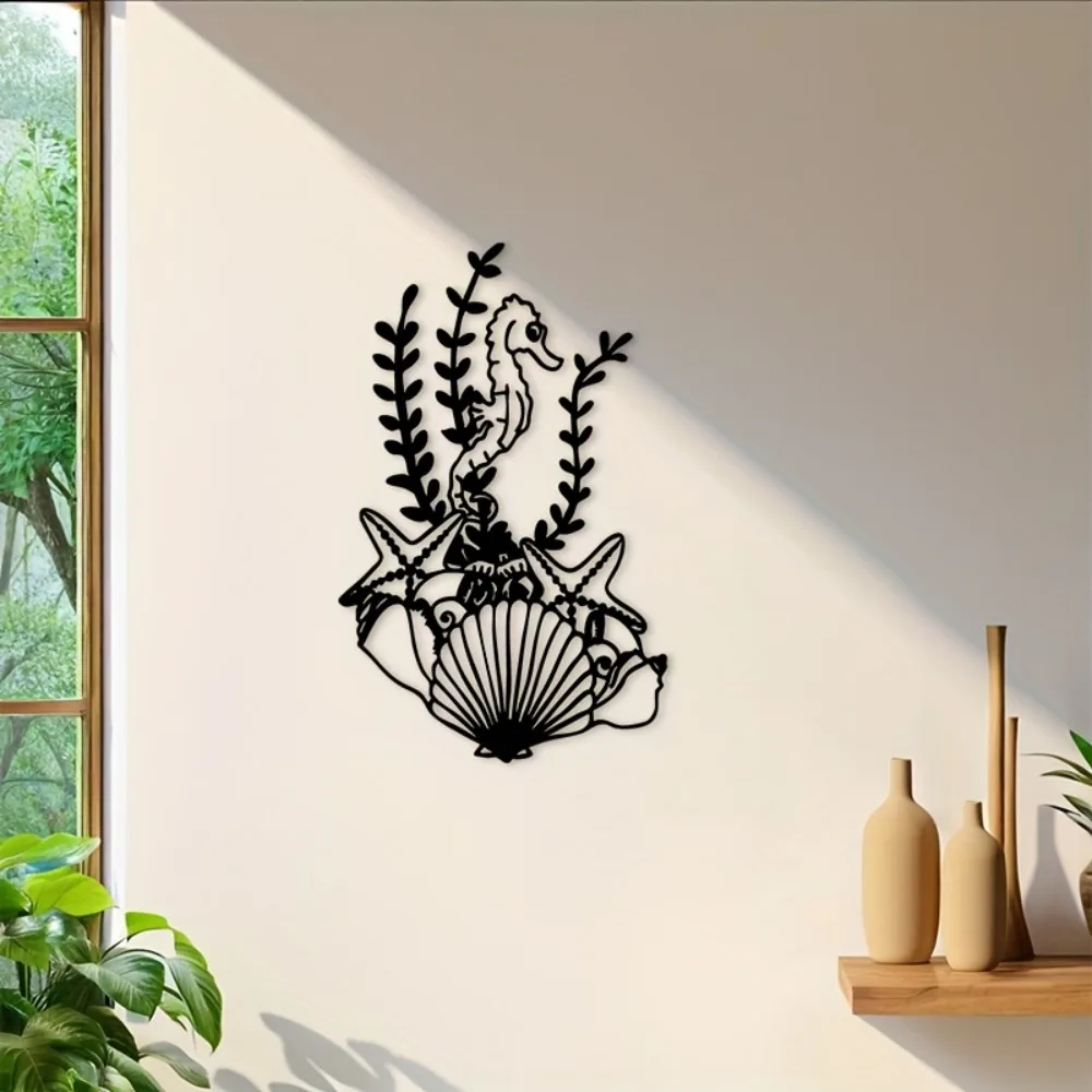 CIFBUY Iron Wall Art Retro Seahorse Starfish Nautical Decor Coastal Beach House Indoor Outdoor Ocean Animal Metal Hanging Orname