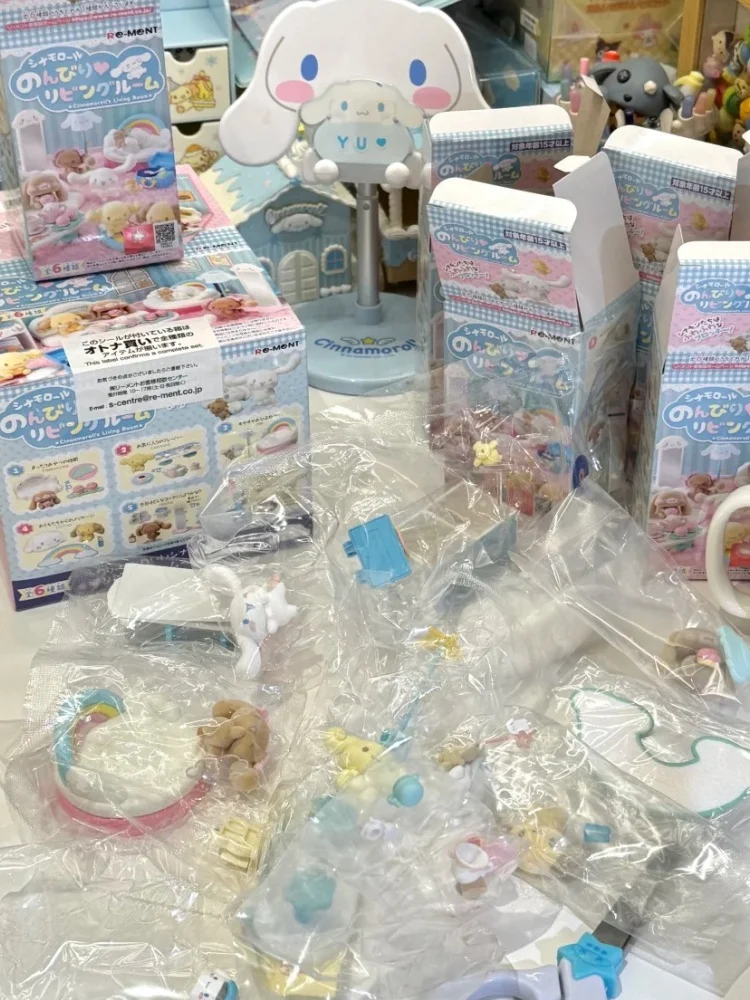 Re Ment Sanrio Cinnamoroll Flocked Blind Box Miniature Living Room Decorative Figurines Capsule Toy Collectible For Anime Fans view 4