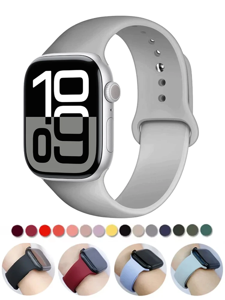 Straps For Apple Watch 10 Band 42mm 46mm 44mm 40mm 45mm 41mm Ultra 49mm Silicone correa bracelet Apple watch series 9 7 8 se 5 6