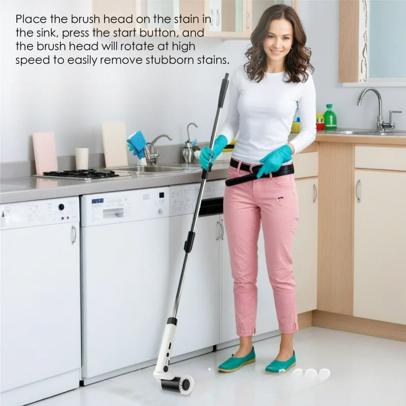 

New Electric Roller Brush BBQ Grill Cleaning Brush Adjustable Angle Bathroom Kitchen Floor Brush