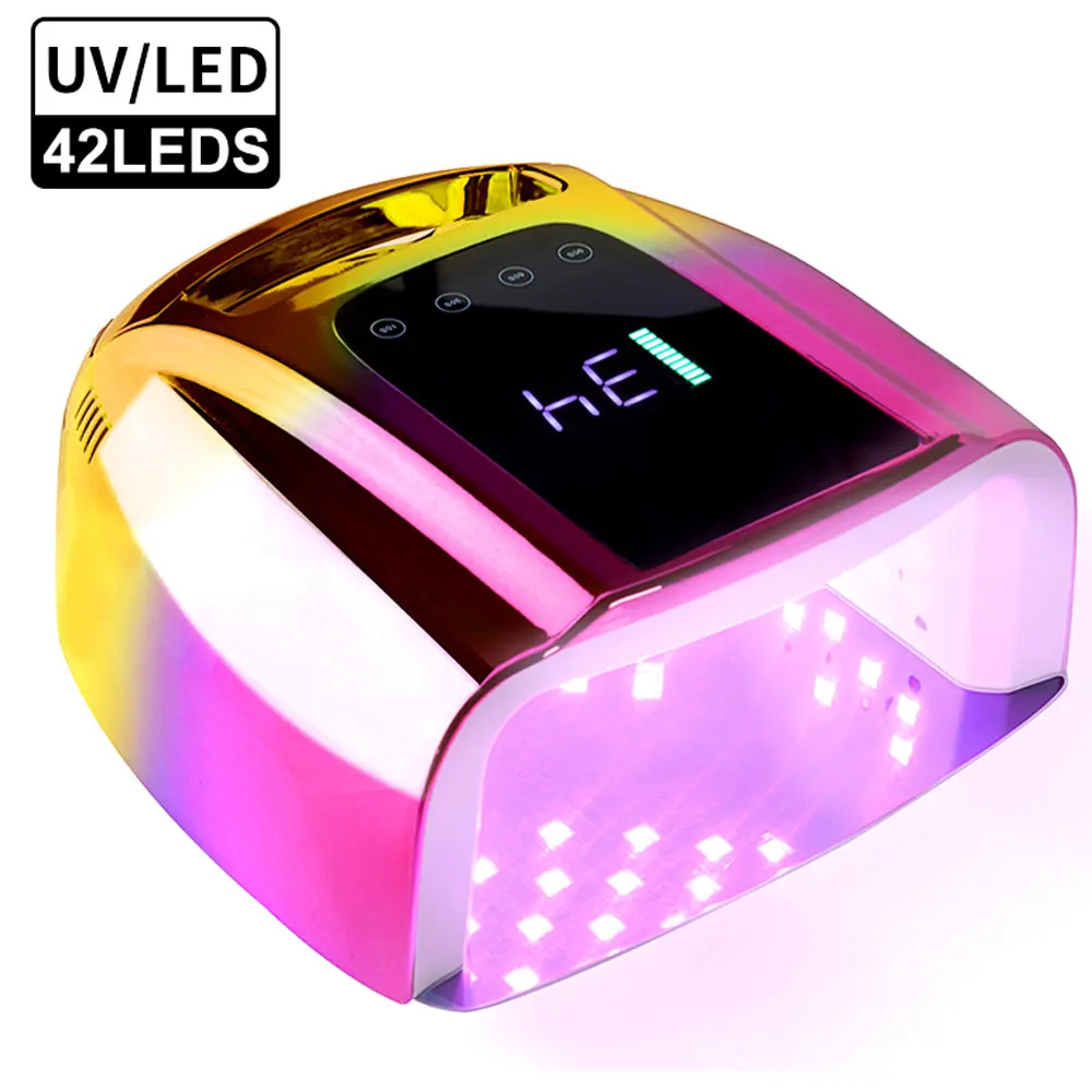 Secador de uñas profesional recargable 96W 42 cuentas UV LED portátil inalámbrico lámpara de uñas de gel máquina con acero inoxidable extraíble