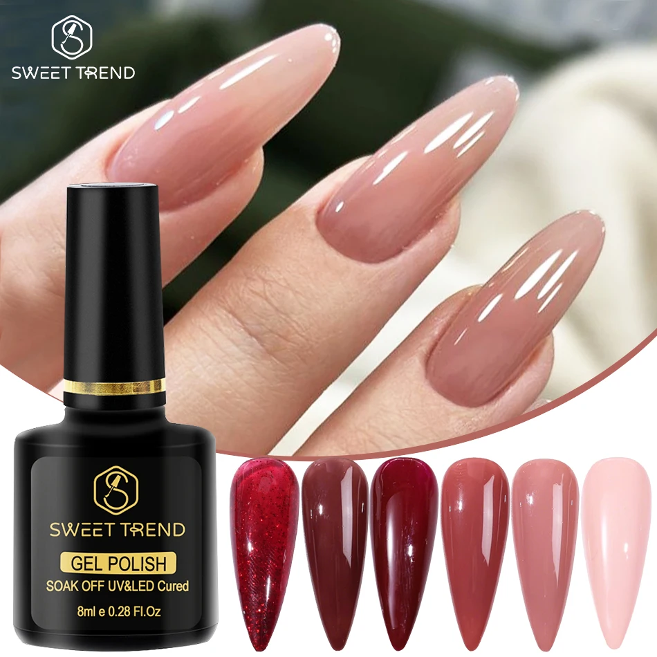2/6-teiliges Nagellack-Set 8ml Farbiger Semi-Permanenter UV/LED-Gel-Lack Abziehbarer Nagellack für Nail Art Design Maniküre Nagelzubehör