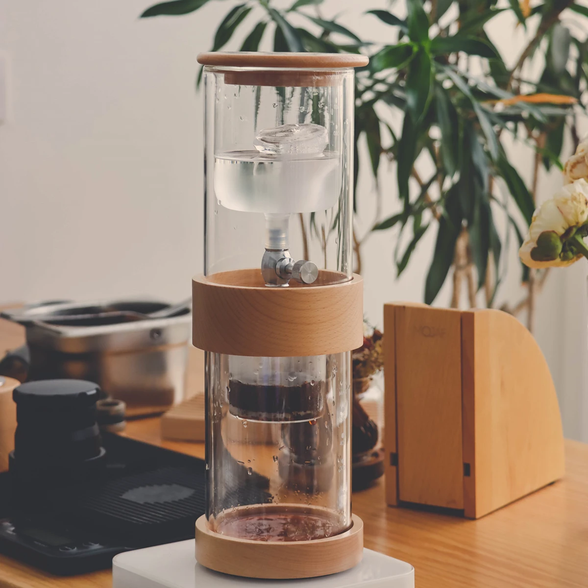 Double Wall Glass Ice Drip Coffee Pot 500ml Commercial Household Cold Brew Extraction Vessel