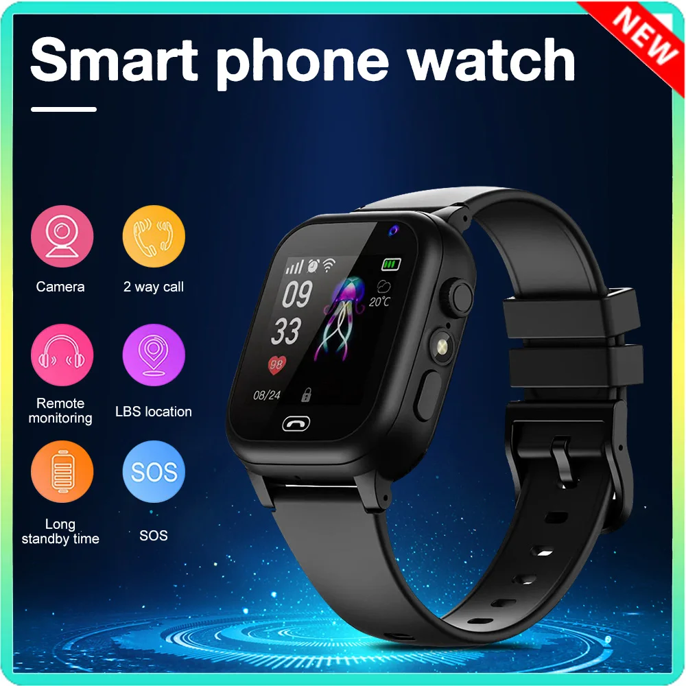 

Новые умные часы с экраном 1,44 дюйма, 400 мАч, умные часы для видеозвонков, SIM-карта, спортивные водонепроницаемые умные часы для фитнеса для мальчиков и девочек