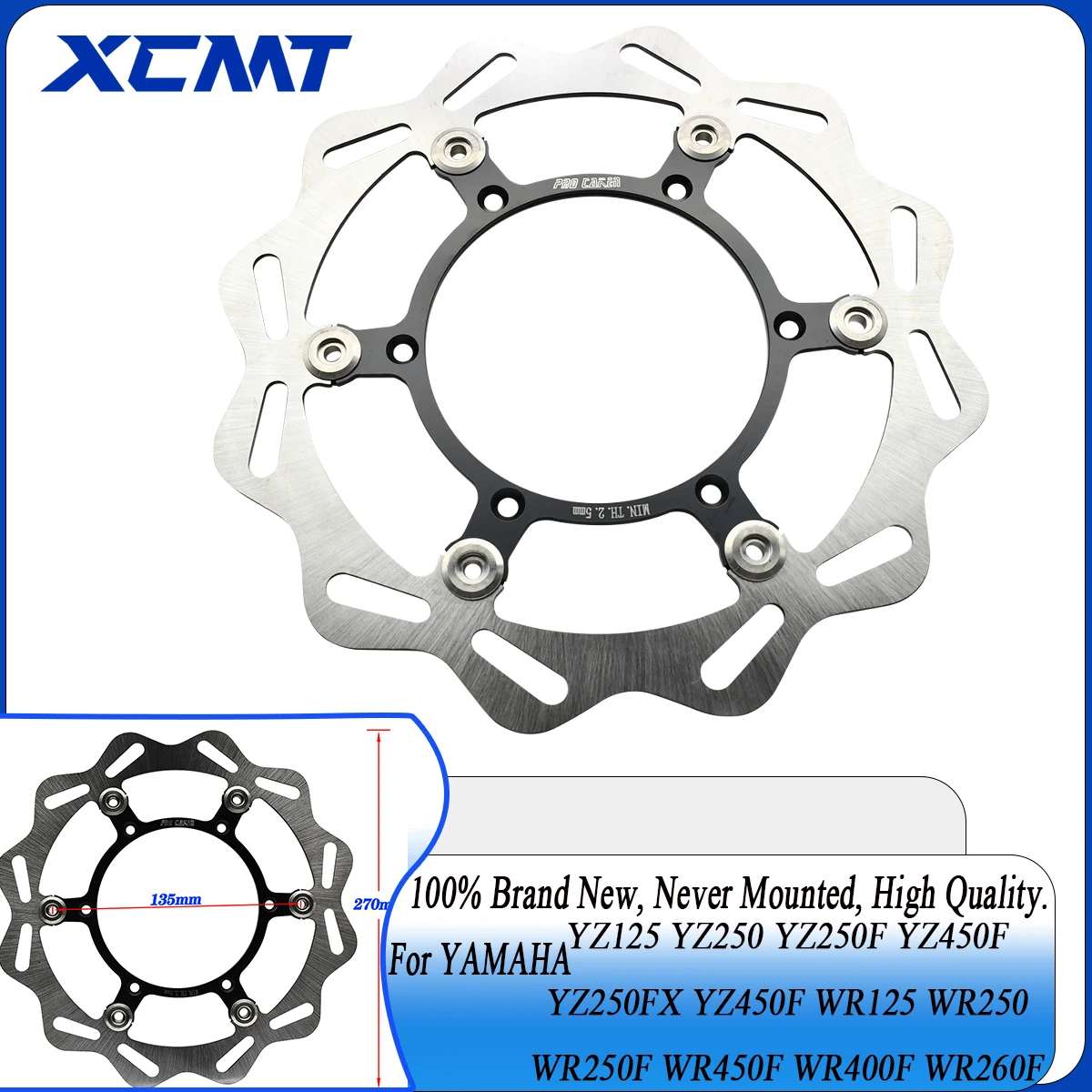 

Motorcycle 270mm 245mm Front Rear Brake Disc Rotor Disk For Yamaha YZ125 YZ250 1998-2021 YZ250F YZ450F 2001-2021 WR250F WR450F