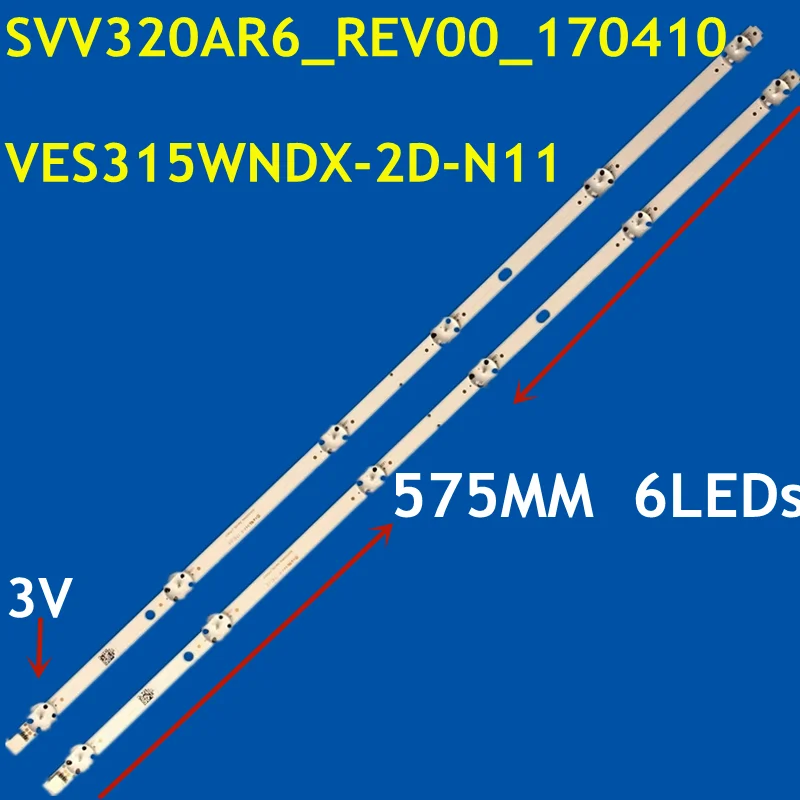 10 buah Strip LED untuk Strip VES315WNDX-2D-N11 32 "Strip VESTEL 32HD5510 32HL530 32SCH5630 32FX420H