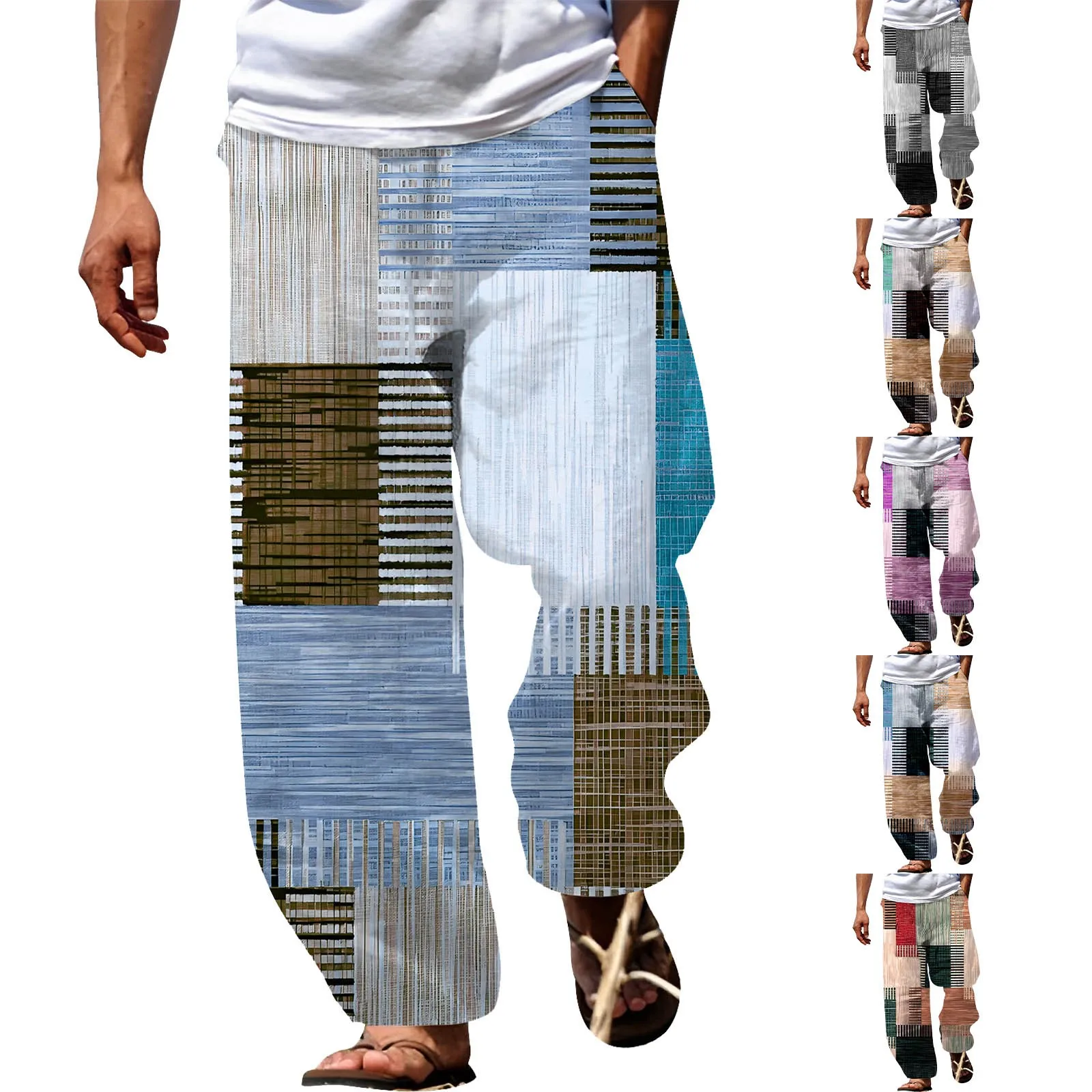 Men's Resort 3D Printed Casual Pants Trousers Elastic Waist Drawstring Loose Fit Straight Leg Summer Beach Pants 36 Board Shorts