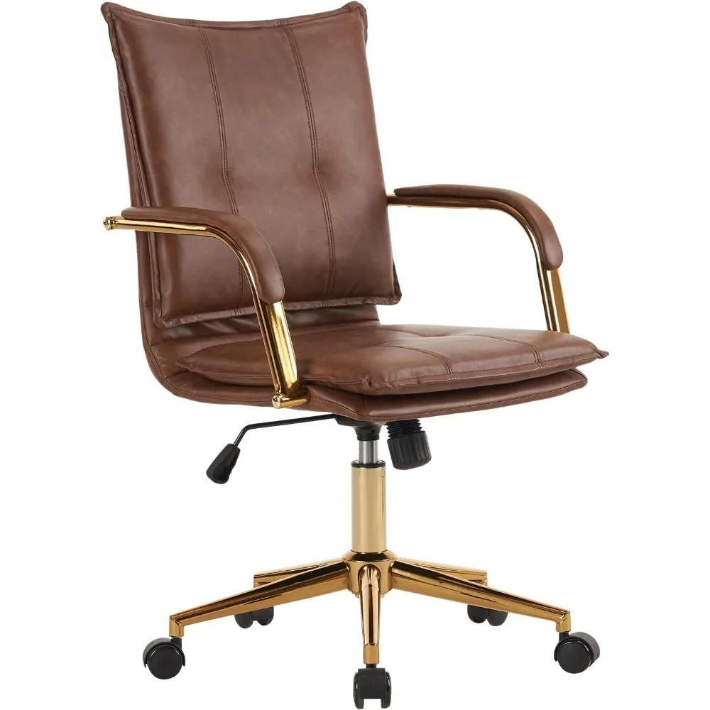 

mid-back pu leather swivel office chair with adjustable height and tilt function