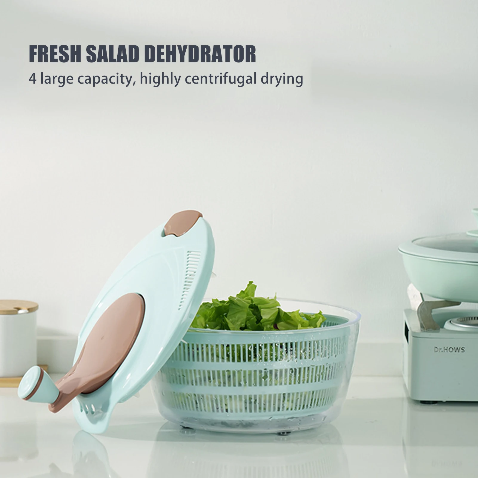 Hand Rotation Vegetable Drain Basket Safely Remove Dust Soil Fruit Cleaner for Reduces Residue on the Fruits