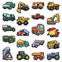 1-20PCS Cute Cartoon Vehicle Transportation Car Tractor PVC Shoe Charms Buckle Clog Garden Shoes Button Decorations Kid Boy Gift