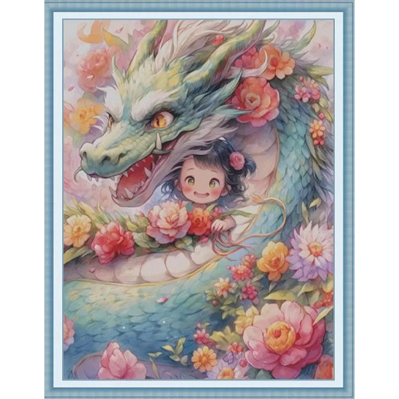 

11CT 16CT 14CT Dragon Embroidery DIY Chinese Style Printed Kits Cross Stitch Thread Needlework Sets Home Decor Crafts 162 Colors