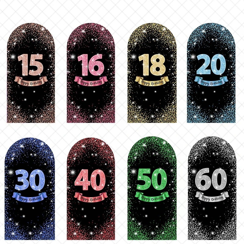 

LS Custom Name Age 2-Sided Diamond Glitter Kids Birthday Party Baby Shower Covers Chiara Arch Background Decor Photo Backdrop