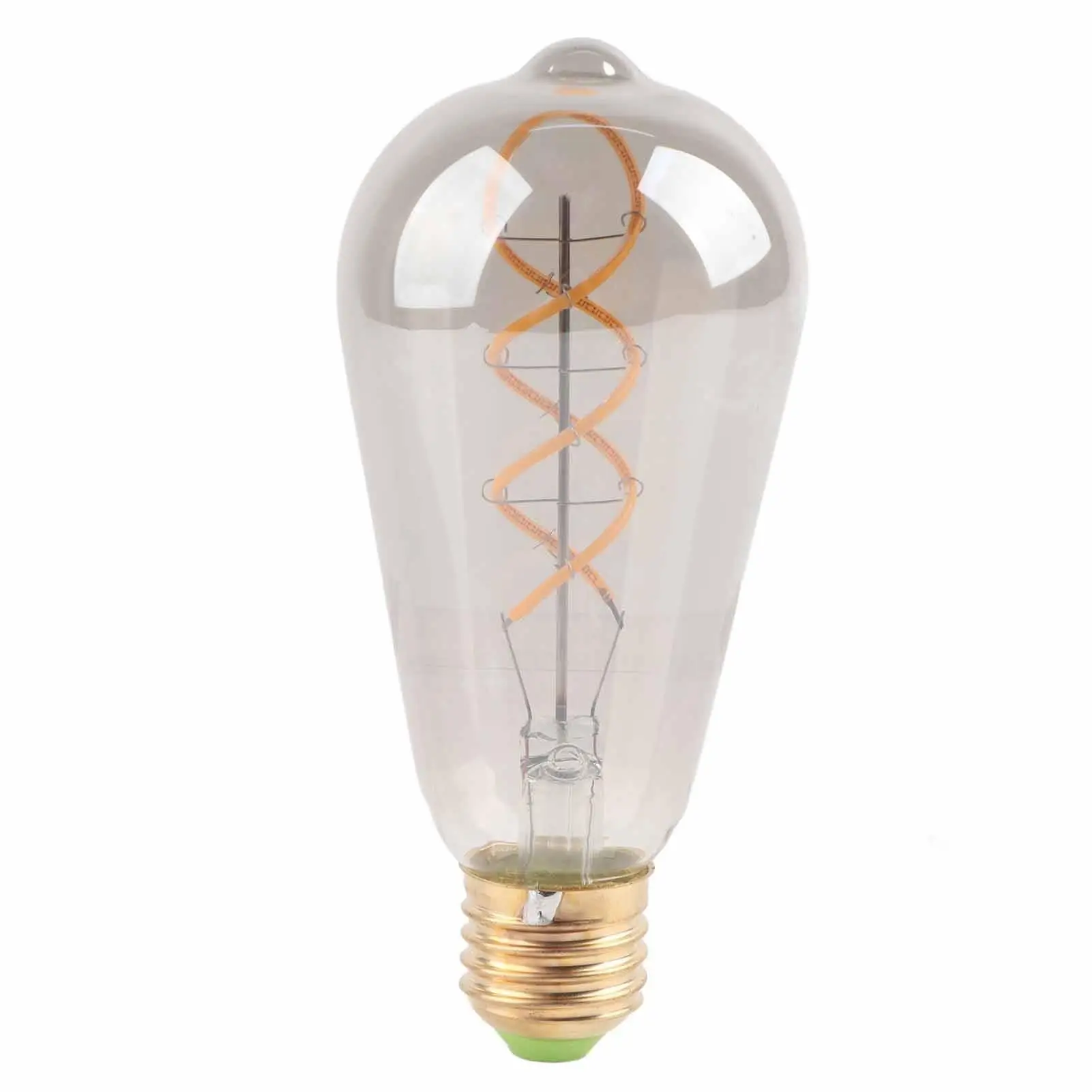 

Vintage Glass LED Filament Bulb, Warm Light Double Spiral, 360lm for e26 E27 Screw Base, Electroplated Grey