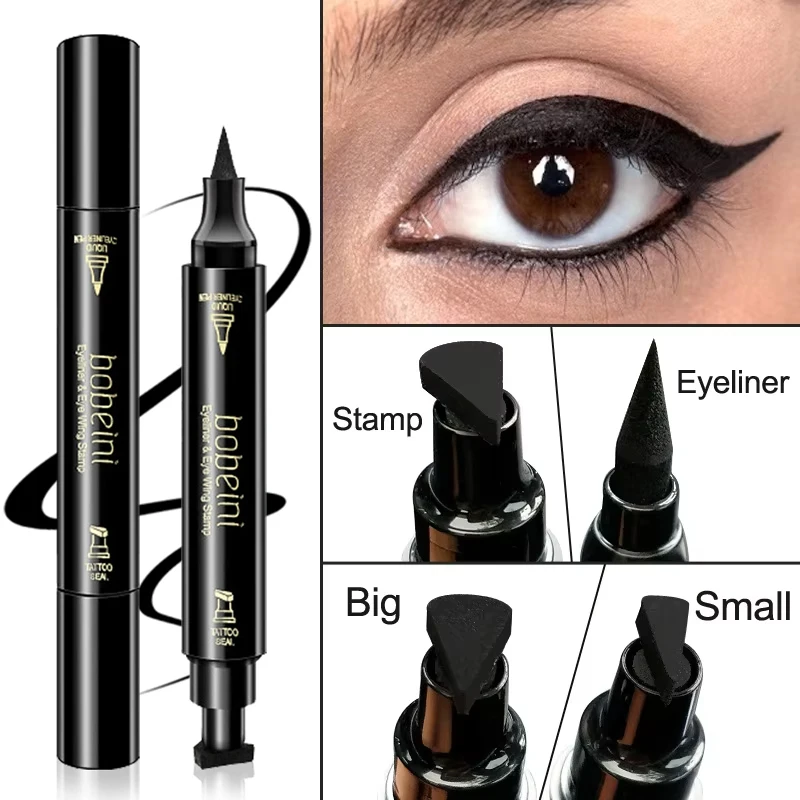Penna per eyeliner liquido con sigillo grande Matita per eyeliner nera impermeabile ad asciugatura rapida con eyeliner Eyeliner cosmetico a doppia estremità