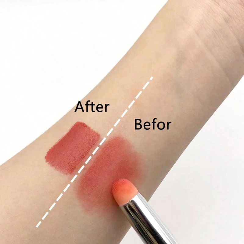 แปรงทาปากทำจากซิลิโคนอุปกรณ์ kuas Rias คอนซีลเลอร์แบบมีมุมแปรงกลมแบบพกพาเหมือนปลายนิ้วแปรงลิปสติกแบบนุ่มแปรงคอนซีลเลอร์