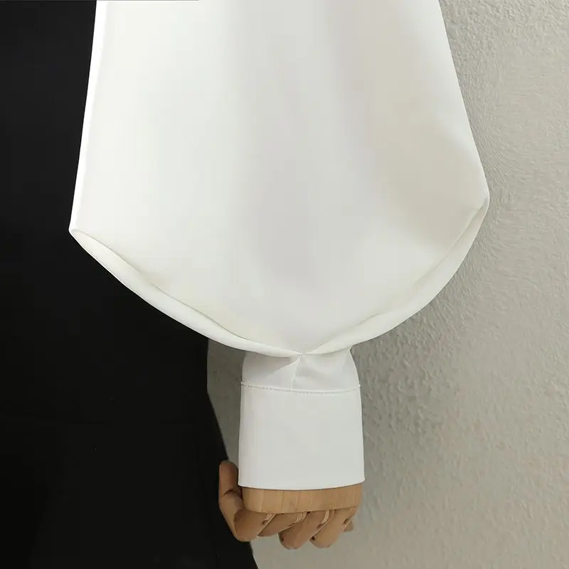 Temperament Professional White Lapel Shirt for Women Lantern Sleeves Versatile Commuting OL Design Sense Fashionable Shirt