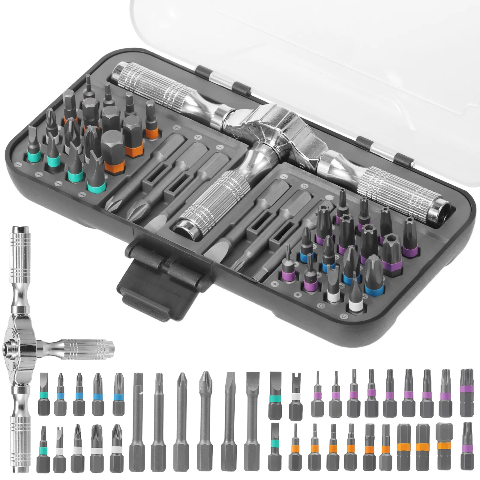 39 in 1 Ratchet Screwdriver Set Detachable T - handle Magneticizer Mini Repair Tool Kit Household Tool For PC & Desk Etc