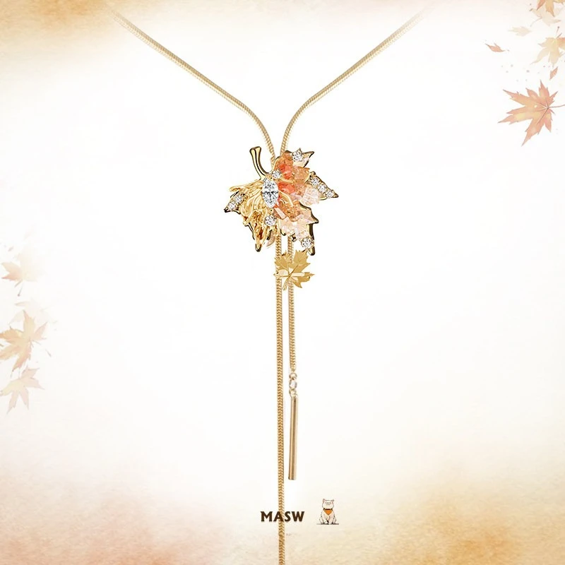 MASW Original Design Elegant Temperament Maple Leaf Necklace For Women 2026 Fashion Accessories Accessories Hot Selling