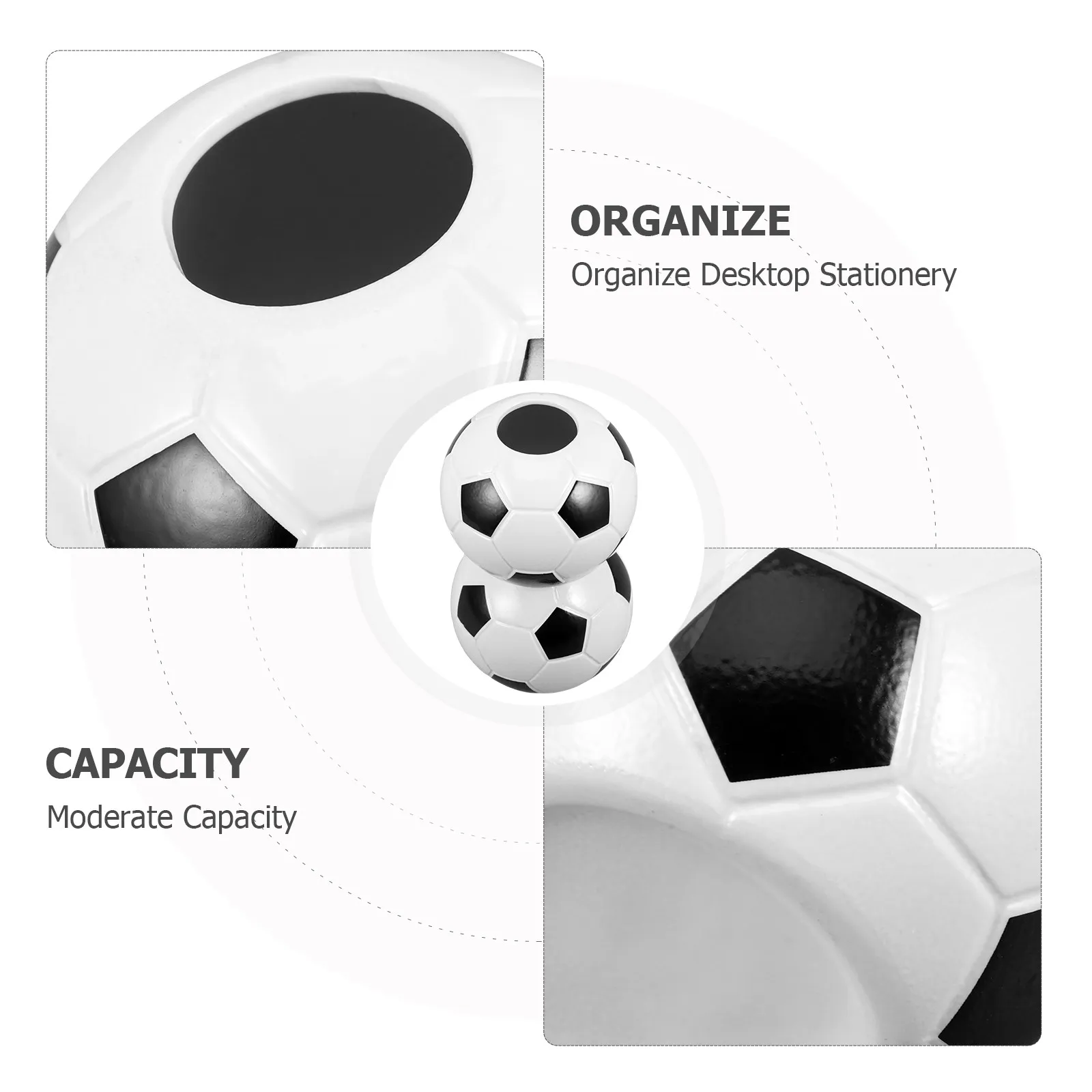 Soccer Ball Pen Holder Ceramic Pencil Cup Multifunctional Football Desk Organizer Sports Pencil Stand School Desktop Decor