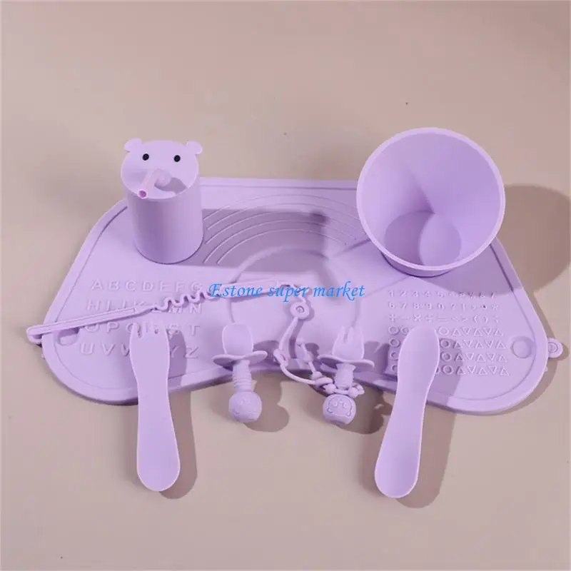 

090B Multi Functional Baby Tableware Set Silicone Suction Mat For Home Nursery Outings