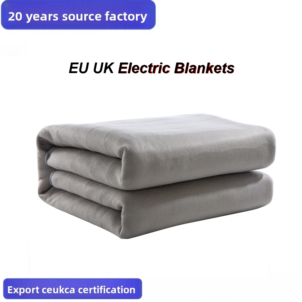 

Light Gray Heated Blanket Electric With UK EU Plug Safety Certified Single Double Size Moisture Proof Electric Warming Blanket
