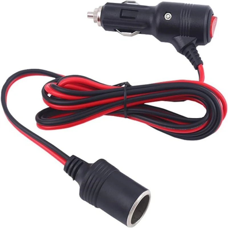 

12AWG Thickened Wire Car Cigarette Lighter Female Socket Extension Cord, Switch-Included Vehicle Power Extension Wire
