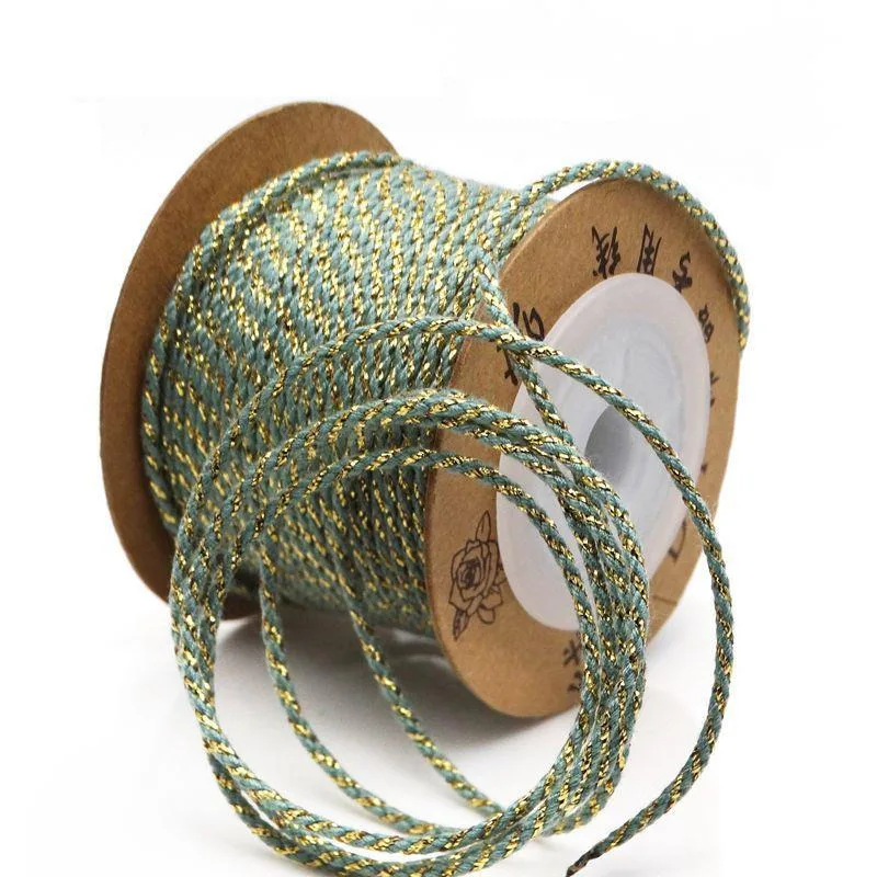 About 1.8mm Thick Gold Silver Line Thread Cotton Yarn Braided Bracelet Thread DIY Packing Line Inelasticity Cord 20 Meters