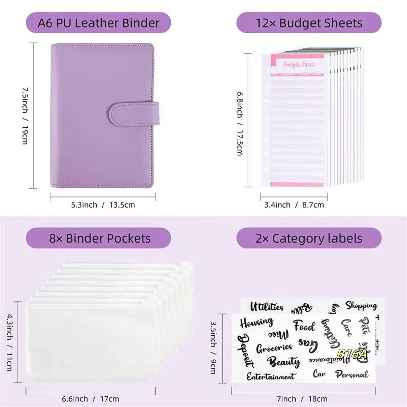 2X Cash Envelopes For Budgeting,A6 Budget Binder,Binder Pockets,Expense Budget Sheets,Money Folder Wallet Organiser