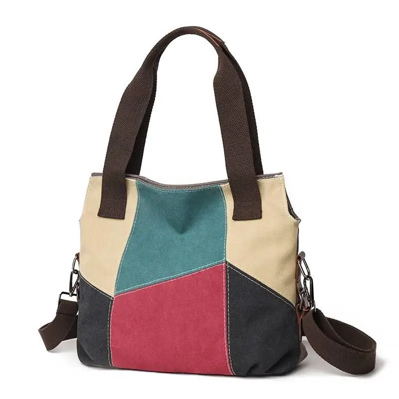 

2023 New Canvas oulder Bag for Women Commuter Tote Handbag Work Commuting Buet Bag Splicing Color Contrast Medium Age