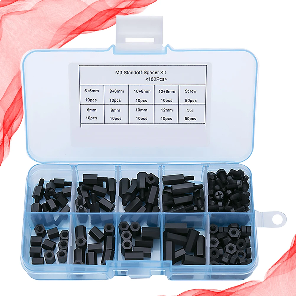 

180pcs Isolation Column Plastic Support Thread Motherboard Spacer Extender Nylon Corrosion Resistant for Electronics