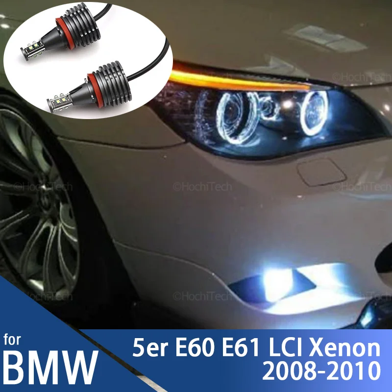 120W 6000K White H8 LED Angel Eyes Ring Marker Bulbs for BMW 5 Series E60 E61 LCI Xenon Headlight 2008-2010