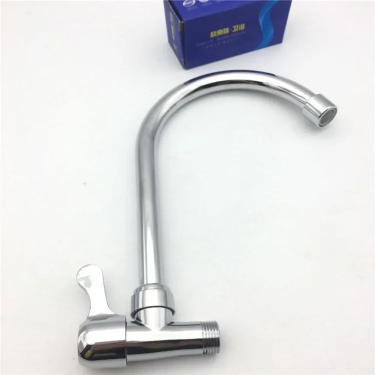 Alloy into the wall single cooling kitchen faucet 360 degrees rotating horizontal single cooling sink faucet wholesale