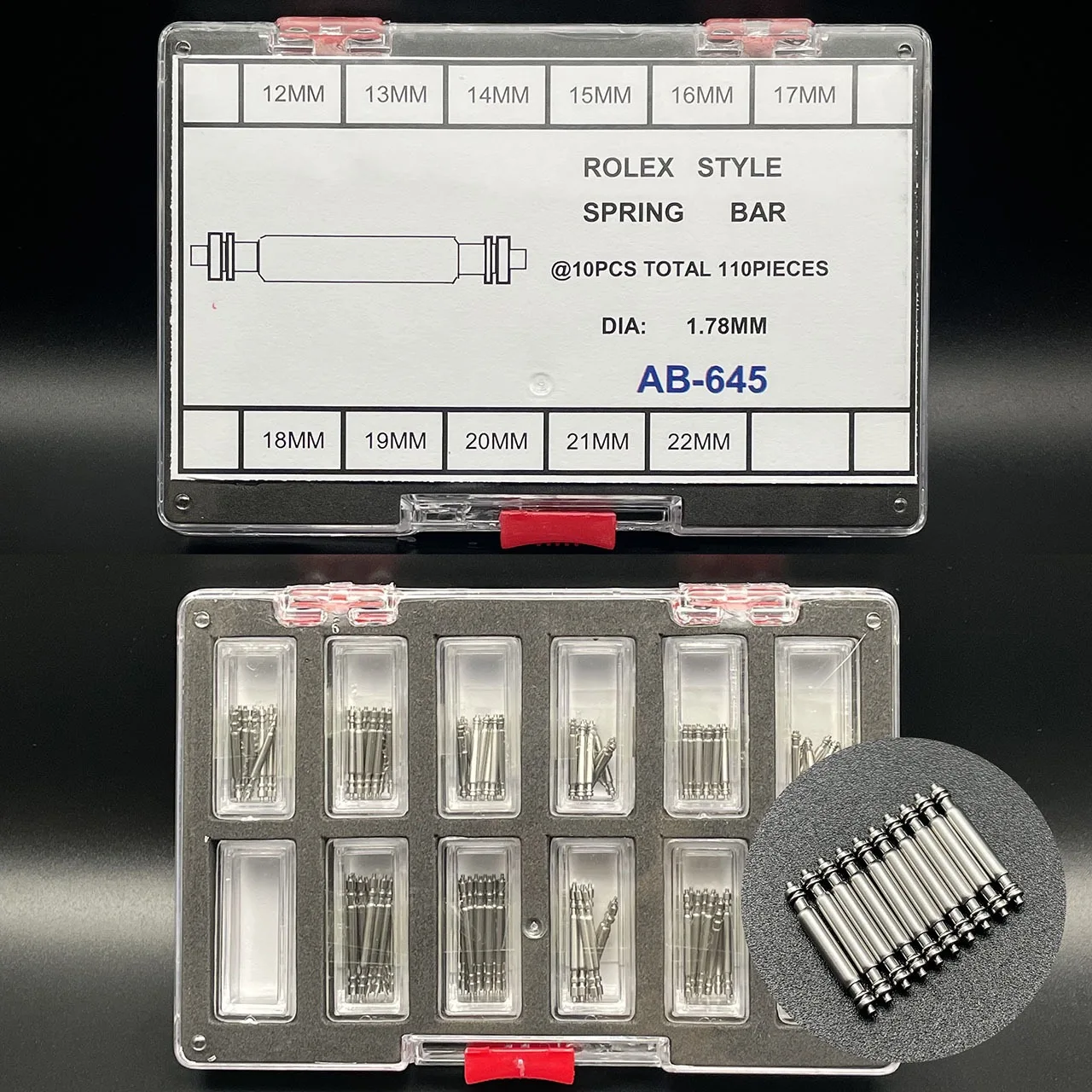 

1.78mm Stainless Steel Rlx Spring Bar Assortment 12-22mm Watch Repair Accessories For Watchmaker