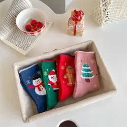 Women's Autumn Winter Cotton Snowman Santa Claus Christmas Tree Creative Cartoon Stockings New Year Christmas Mid-tude Socks