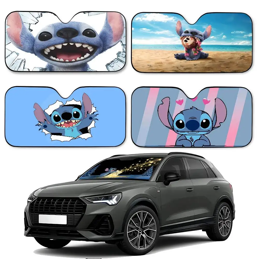 

L-Lilo Cute W-Stitch-s Car SunShade Car Sunshade Covers Cover Universal Windscreen Folding Visor
