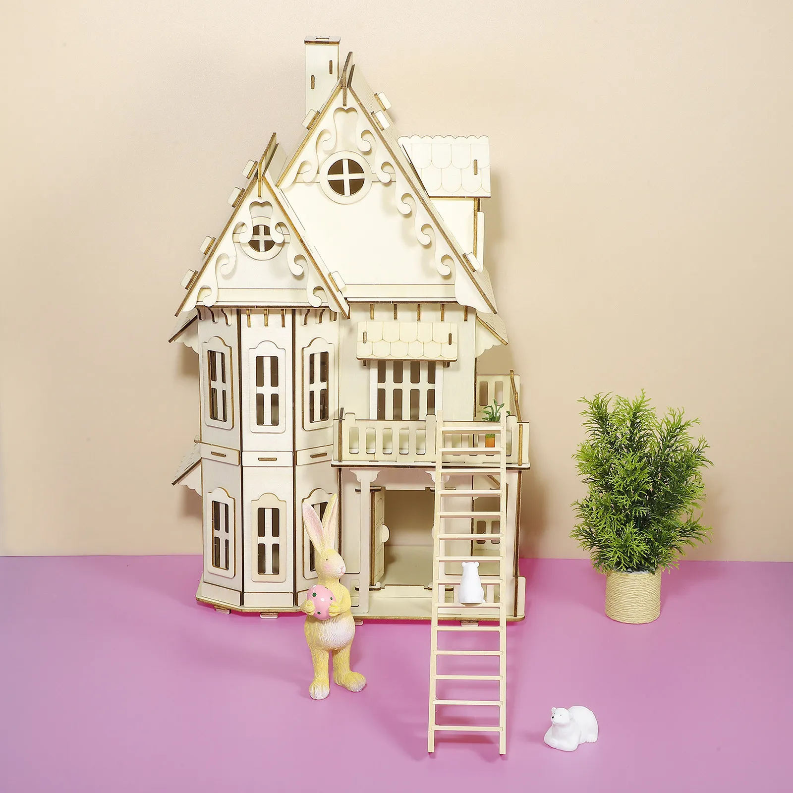 

Miniature Wooden Ladder Compact Size Mini House Furniture DIY Decoration Warm Miniature Accessories for Crafts and Landscapes