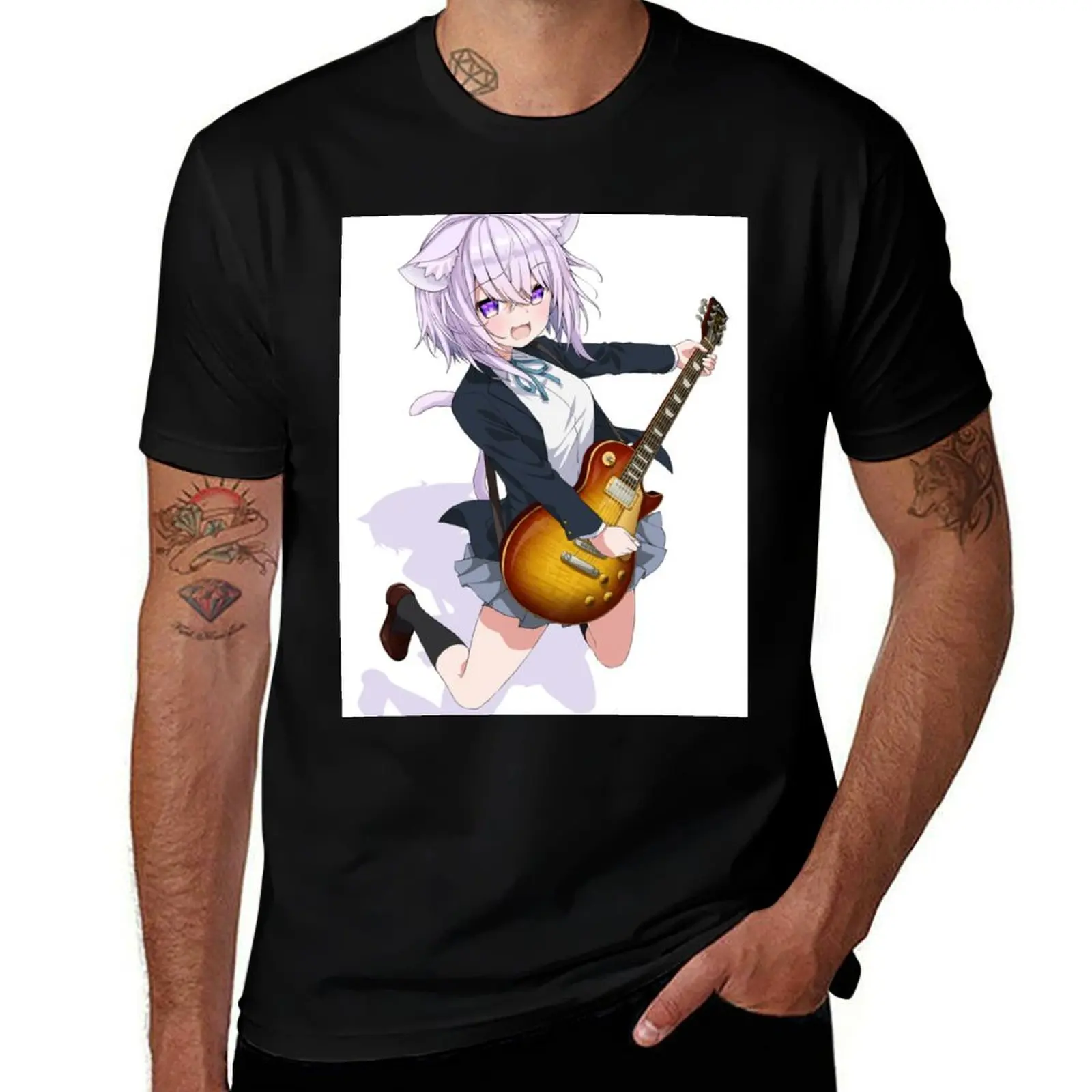 

t funny cotton man T-Shirt cotton high man t shirts Guitar shirt Okayu quality T-Shirt Nekomata shirts t heavy