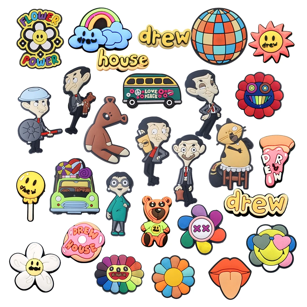 Teasing's Time Multiple Mr. Shoes Charms PVC Shoe Accessories For Clogs Sandals Decoration Buckle Kids Friends Gifts