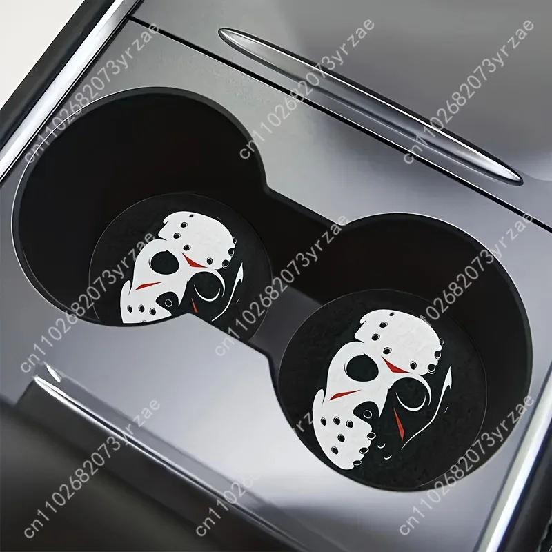 

Halloween Car Coasters 2pcs Absorbent Anti Slip Car Coasters Scalding Waterproof Easy Clean Car Interior Accessories